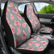 Load image into Gallery viewer, Gray White Leaves and Pink Butterfly Car Seat Covers