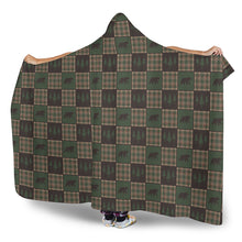 Load image into Gallery viewer, Brown and Green Plaid With Bears Patchwork Hooded Blanket