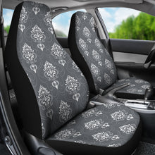 Load image into Gallery viewer, Gray and White Damask Pattern Car Seat Covers Set