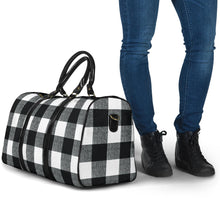 Load image into Gallery viewer, Black and White Buffalo Check Duffel Bag Travel Bag