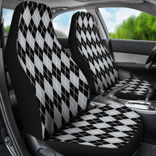Load image into Gallery viewer, Black and Silver Argyle Car Seat Covers