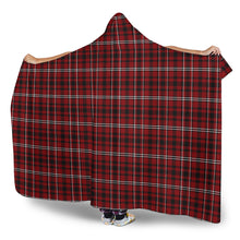 Load image into Gallery viewer, Dark Red, Black and White Tartan Plaid Hooded Blanket With Faux Sherpa Lining