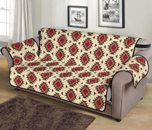 Load image into Gallery viewer, Creamy Beige and Red Navajo Style Native Tribal Pattern 70" Sofa Cover Couch Protector