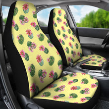 Load image into Gallery viewer, Cactus With Flowers on Pastel Yellow Car Seat Covers Set