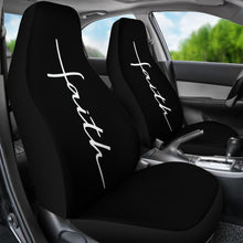 Load image into Gallery viewer, Faith Word Cross In White on Black Car Seat Covers Religious Christian Themed