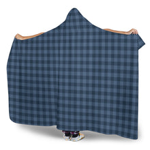 Load image into Gallery viewer, Blue Buffalo Plaid Hooded Blanket With Tan Sherpa Lining