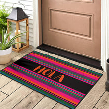 Load image into Gallery viewer, Hola Door Mat Black With Colorful Serape Pattern