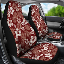 Load image into Gallery viewer, Maroon Hibiscus Car Seat Covers Hawaiian Pattern Set of 2
