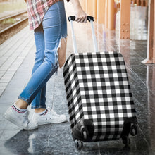 Load image into Gallery viewer, Black and White Buffalo Plaid Luggage Cover Suitcase Protector