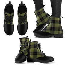 Load image into Gallery viewer, Army Green and Black Plaid Women's Vegan Leather Boots