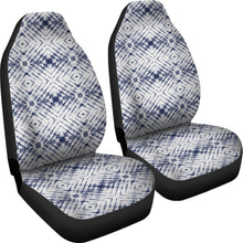 Load image into Gallery viewer, White With Faded Grungy Navy Blue Tie Dye Pattern Car Seat Covers