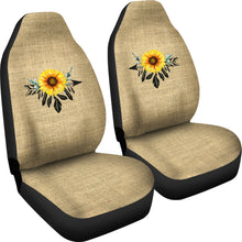 Load image into Gallery viewer, Burlap Style Background With Sunflower Dreamcatcher Car Seat Covers Set of 2