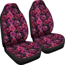 Load image into Gallery viewer, Black Pink Purple Floral Pattern Car Seat Covers Tropical Flowers