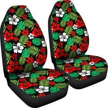 Load image into Gallery viewer, Hibiscus Flower Car Seat Covers In Red and Green Hawaiian Pattern Polynesian Set of 2