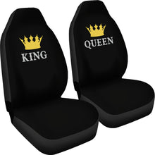 Load image into Gallery viewer, King and Queen His and Hers Car Seat Covers Set In Black