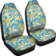 Load image into Gallery viewer, Retro Blue Flowers On Light Tan Car Seat Covers