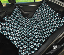 Load image into Gallery viewer, Black With Teal and White Retro Hippie Flowers Pet Hammock Back Seat Cover For Dogs