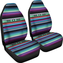 Load image into Gallery viewer, Purple, Green and Blue Mexican Serape Style Striped Car Seat Covers Set
