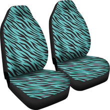Load image into Gallery viewer, Turquoise Teal Zebra Stripe Animal Print Car Seat Covers