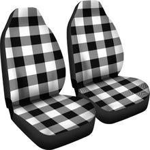 Load image into Gallery viewer, Black and White Large Print Buffalo Plaid Car Seat Covers Set