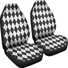 Load image into Gallery viewer, White Charcoal and Slate Colored Argyle Car Seat Covers Preppy Pattern