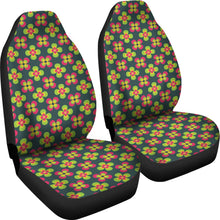 Load image into Gallery viewer, Dark Green With Colorful Retro Flowers Car Seat Covers
