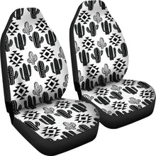 Load image into Gallery viewer, Black and White Boho Cactus Pattern Car Seat Covers Seat Protectors Set Of 2