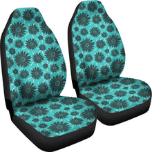 Load image into Gallery viewer, Teal With Gray Daisies Rustic Pattern Car Seat Covers