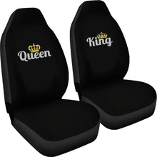 Load image into Gallery viewer, King and Queen His and Hers Car Seat Covers In Black