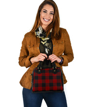 Load image into Gallery viewer, Dark Red Buffalo Plaid Handbag Purse With Shoulder Strap Vegan Leather