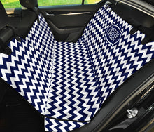 Load image into Gallery viewer, Daisy Back Seat Cover For Pets Navy and White Chevron Bench Protector