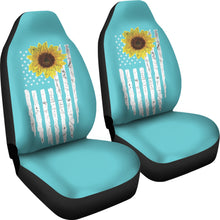 Load image into Gallery viewer, Sea Foam American Flag Distressed Car Seat Covers Set