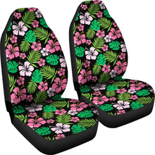 Load image into Gallery viewer, Hibiscus Flower Car Seat Covers Hawaiian Pattern In Pink, Green and Black Set of 2