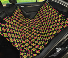 Load image into Gallery viewer, Black With Green and Pink Retro Flowers Pet Hammock Back Seat Cover For Dogs