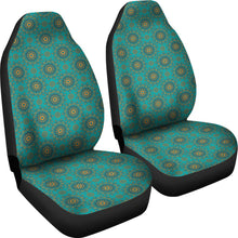 Load image into Gallery viewer, Teal and Yellow Gold Mandala Pattern Car Seat Covers