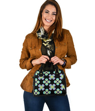 Load image into Gallery viewer, Black With Retro Flower Pattern Handbag Purse