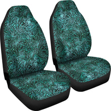 Load image into Gallery viewer, Turquoise Tooled Leather Style Printed Texture Design Car Seat Covers