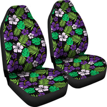 Load image into Gallery viewer, Purple and Green Hibiscus Flower Car Seat Covers Hawaiian Tropical Set of 2