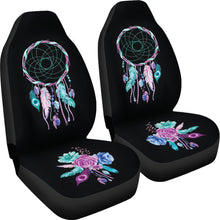 Load image into Gallery viewer, Dreamcatcher Car Seat Covers Black With Teal, Purple and Blue Boho Flower Design