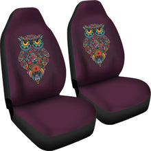 Load image into Gallery viewer, Dark Purple Ornate Owl Car Seat Covers
