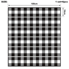 Load image into Gallery viewer, Black and White Buffalo Plaid Stair Stickers Decals Set of 6 Farmhouse Home Decor