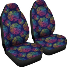 Load image into Gallery viewer, Dark Blue With Bright Rainbow Mandala Pattern Car Seat Covers Set