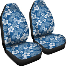 Load image into Gallery viewer, Hibiscus Car Seat Covers In Classic Blue and White Flowers Hawaiian Pattern Set of 2