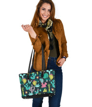 Load image into Gallery viewer, Colorful Cactus Pattern Vegan Leather Tote Bags