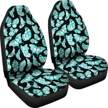 Load image into Gallery viewer, Black With Turquoise Butterflies Car Seat Covers