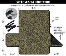 Load image into Gallery viewer, Camo Love Seat Protector Slip Cover Green, Brown and Gray Camouflage 54" Seat Width