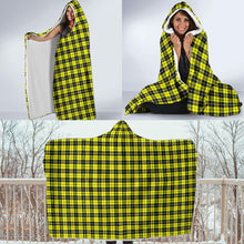 Load image into Gallery viewer, Yellow Black and White Plaid Pattern Hooded Blanket
