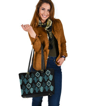 Load image into Gallery viewer, Teal Boho Cactus Pattern Faux Leather Tote Bag