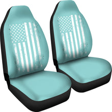 Load image into Gallery viewer, Teal With Distressed American Flag Car Seat Covers Set