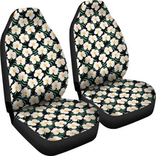 Load image into Gallery viewer, Black With Plumeria Frangipani Flower Pattern Hawaiian Island Floral Car Seat Covers